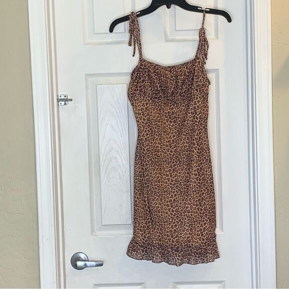 Tiger Mist Mona Leopard Mini bodycon ruffle hem dress size XL - Picture 1 of 12